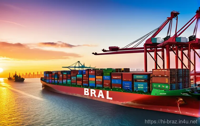 브라질과 중국 무역 관계 - **Prompt 1: Global Trade Nexus – Brazil and China**
A dynamic and brightly lit scene depicting a...