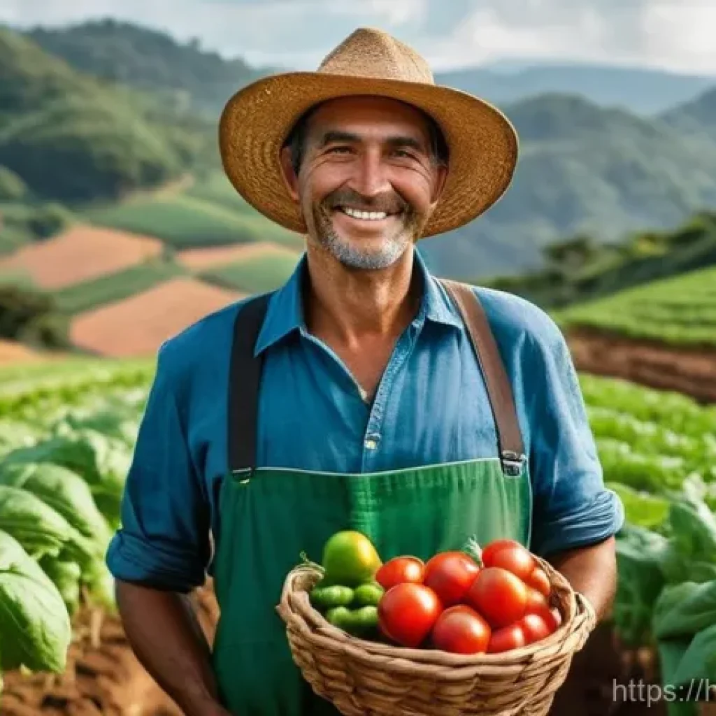 브라질 유기농 시장 성장 - **Prompt:** A vibrant, sun-drenched scene in the Brazilian countryside, featuring a male or female s...