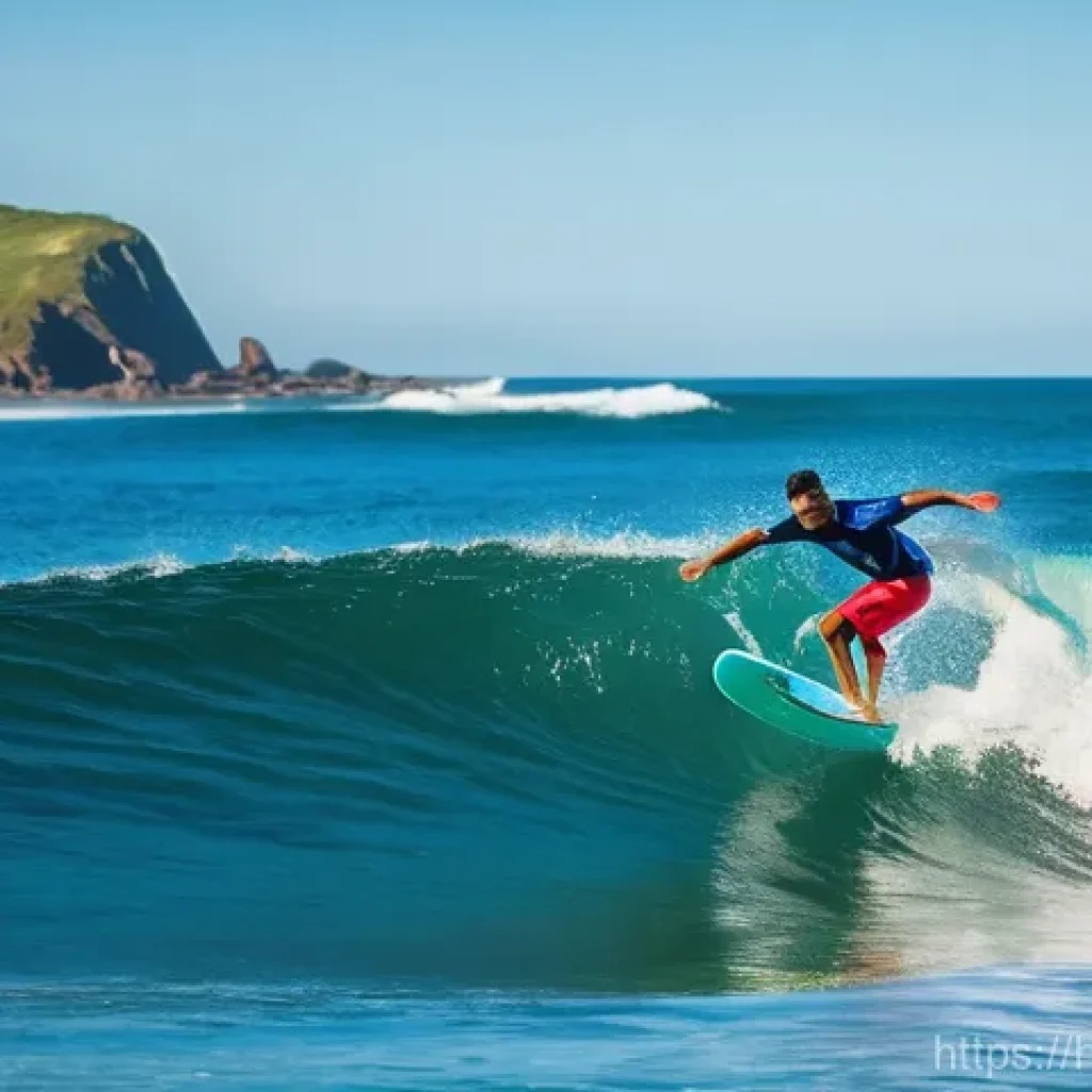 브라질에서 서핑하기 좋은 해변 - **Dynamic Surfing Action in Florianopolis**
A highly detailed, wide-angle shot capturing a skill...