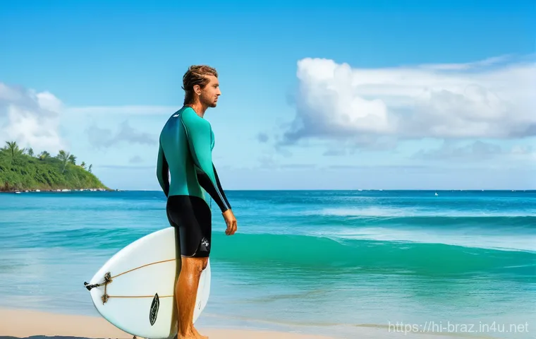 브라질에서 서핑하기 좋은 해변 - **Cultural Beach Scene with a Surfer in Rio de Janeiro**
    A vivid, medium-shot image featuring a ...