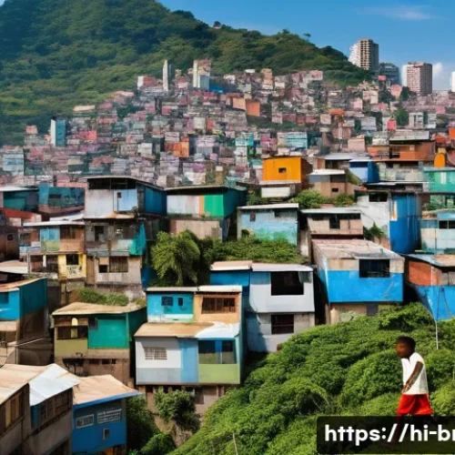 Home 11 브라질의 빈부격차 문제 - **A panoramic view showcasing the stark contrast between a vibrant Brazilian favela and a modern cit...