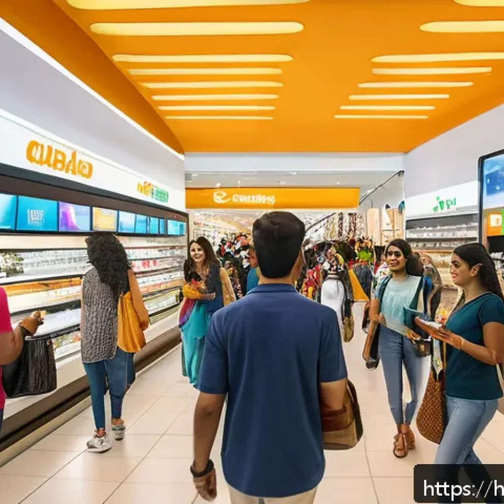 브라질의 대표적인 대형 쇼핑몰 - A bustling, modern Brazilian shopping mall interior showcasing a diverse crowd of Hindi-speaking sho...